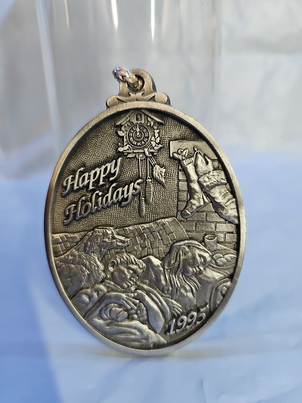 VTG 1995 Indiana Metal Craft Pewter Ornament Keepsake Christmas Dog Williams